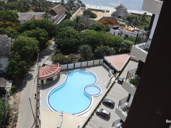 Aerial view of swimming pool of 4 bedroom duplex apartment in Nyali | Benford Apartments