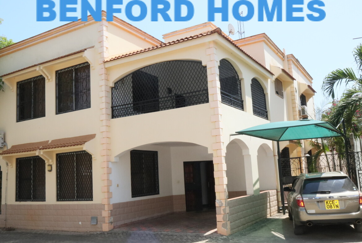 4 bedroom mansion in a shared compound in Nyali with Toyota 4X4 car parked in the shade | Benford Homes Apartments for sale